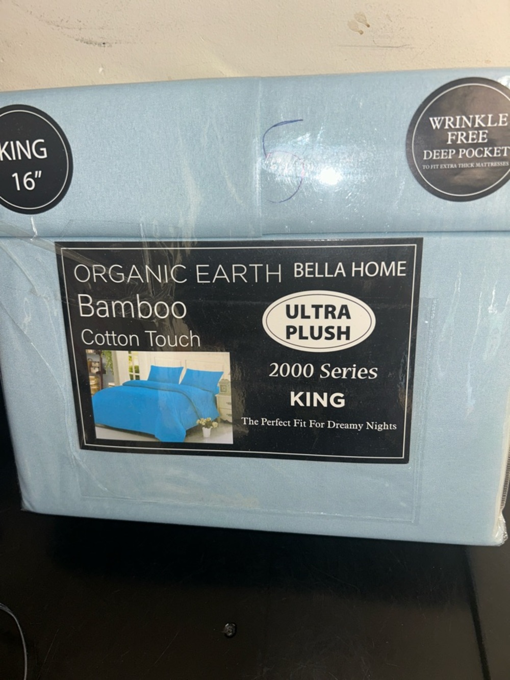 Organic Earth Bella Home Bamboo Pop Ultra Plush King Sheet Set - Light Blue